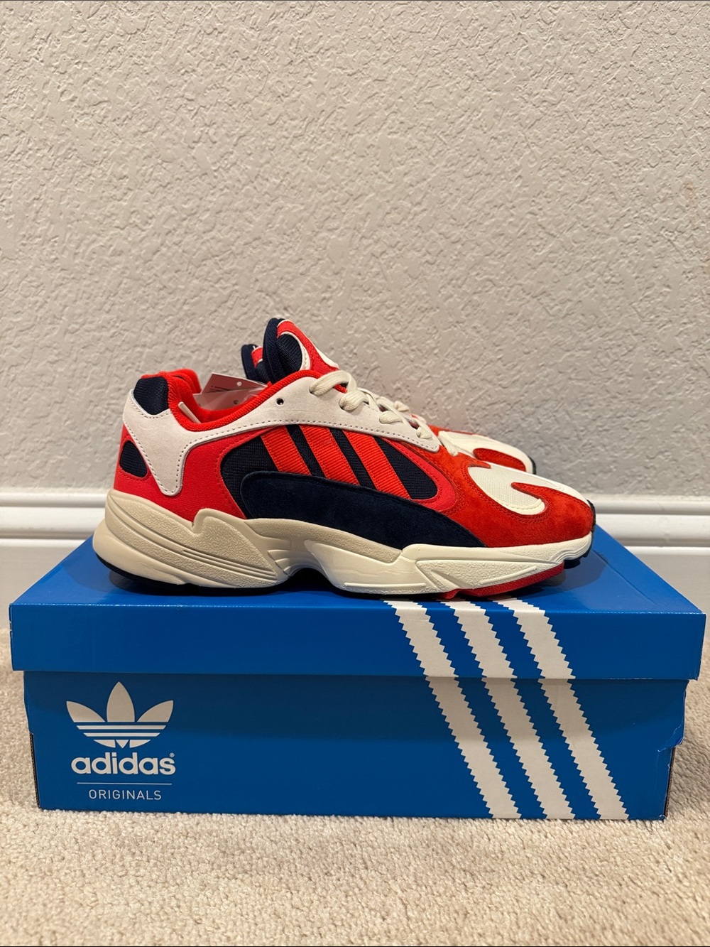 Adidas Yung-1 Red Navy Cream Sporty Retro Runner Sneakers
